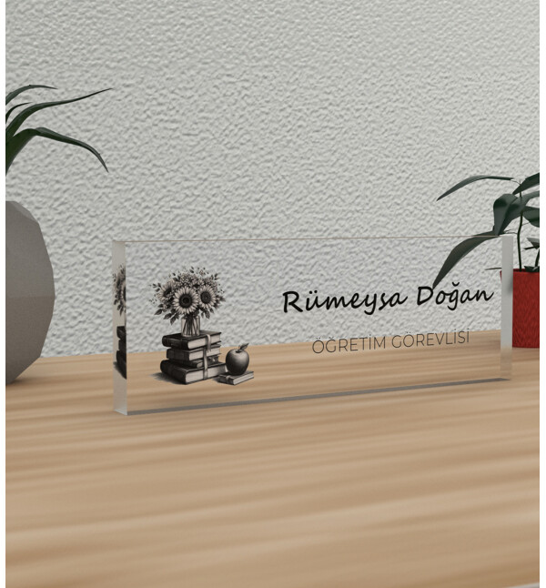 Kişiye Özel Kendin Tasarla Öğretim Görevlisi Öğretmene Meslek Ünvan Masa Üstü İsimlik