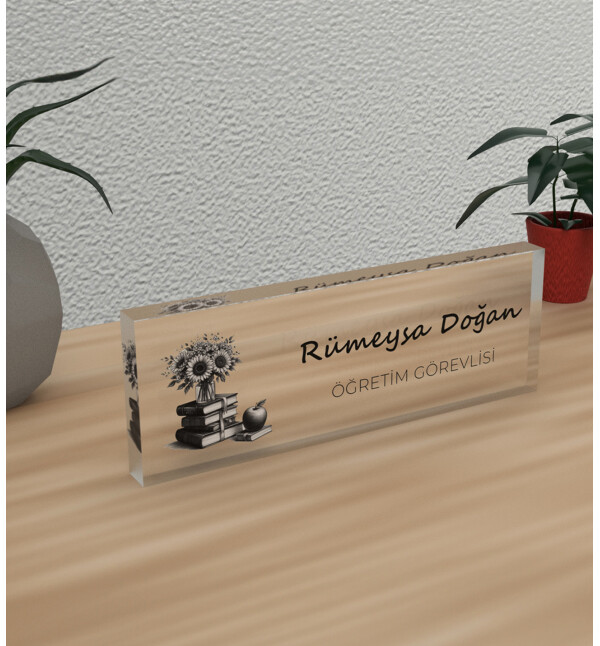 Kişiye Özel Kendin Tasarla Öğretim Görevlisi Öğretmene Meslek Ünvan Masa Üstü İsimlik