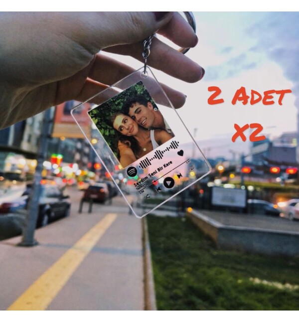 Kişiye Özel Tasarlanan Spotify Anahtarlık 2 Adet Sevgiliye Hediye