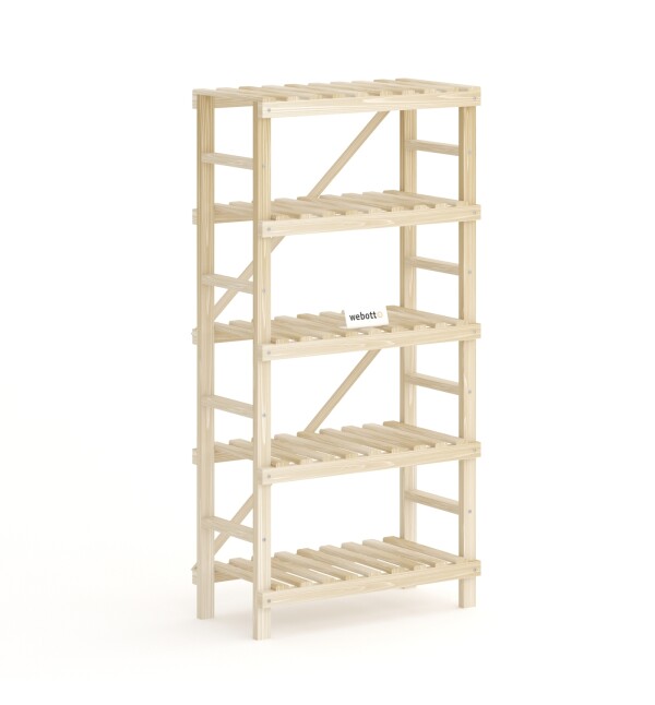 Kitaplık Banyo Dolabı Ahşap 5 Raflı Banyo Düzenleyici Çok Amaçlı Dolap czg nat mob200