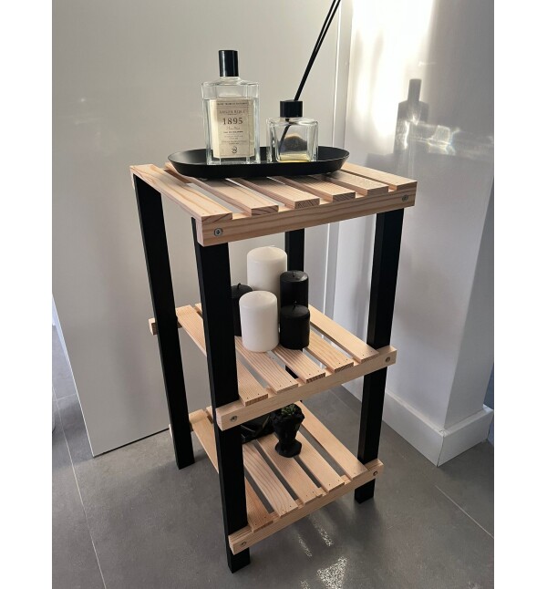 Masif Ahşap 3 Katlı Banyo Düzenleyici Premium Banyo Rafı Havluluk Mob155