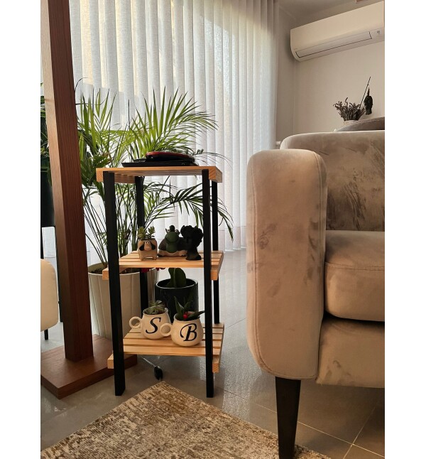 Masif Ahşap 3 Katlı Banyo Düzenleyici Premium Banyo Rafı Havluluk Mob155