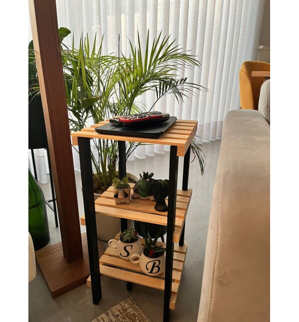 Masif Ahşap 3 Katlı Banyo Düzenleyici Premium Banyo Rafı Havluluk Mob155