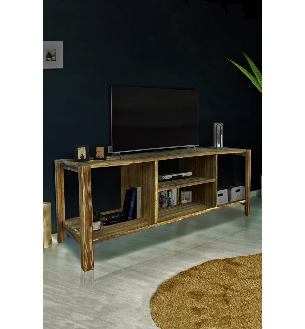 Masif Ahşap Tv Sehpası Raflı Tv Ünitesi Televizyon Sehpası Mob166