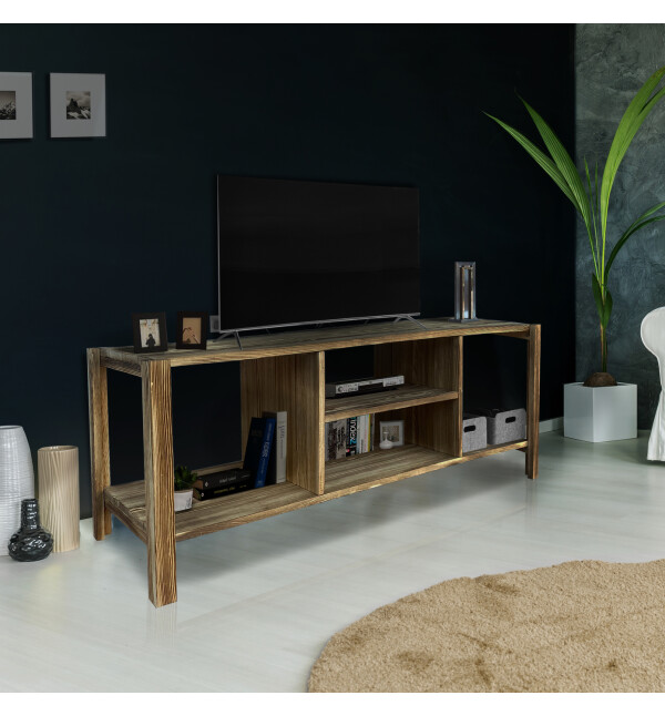 Masif Ahşap Tv Sehpası Raflı Tv Ünitesi Televizyon Sehpası Mob166