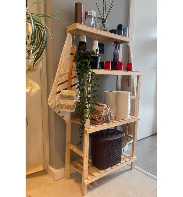 Mutfak Dolabı Natural Ahşap Mutfak Banyo Rafı Çok Amaçlı Banyo Düzenleyici Banyo Dolabı Raf Mob184