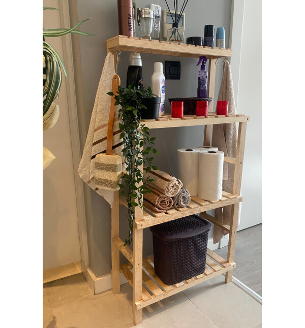 Mutfak Dolabı Natural Ahşap Mutfak Banyo Rafı Çok Amaçlı Banyo Düzenleyici Banyo Dolabı Raf Mob184