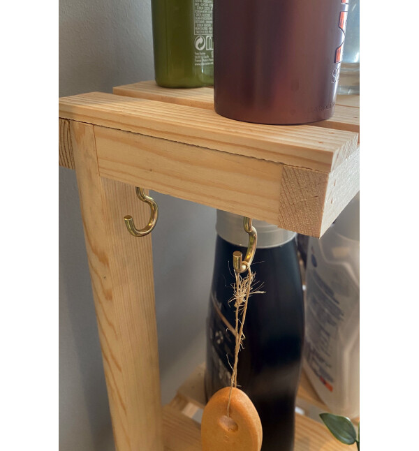 Mutfak Dolabı Natural Ahşap Mutfak Banyo Rafı Çok Amaçlı Banyo Düzenleyici Banyo Dolabı Raf Mob184