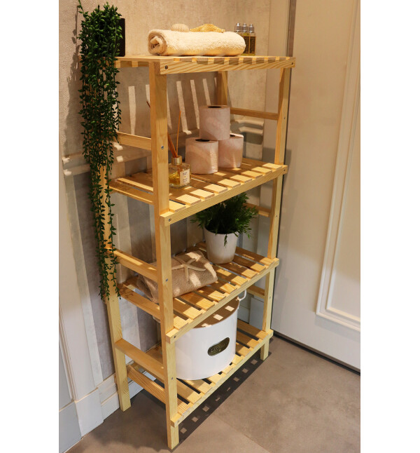 Natural Doğal Ahşap 4 Katlı Kitaplık Banyo Düzenleyici Banyo Mutfak Dolabı Çok Amaçlı Düzenleyici Raf Mob116