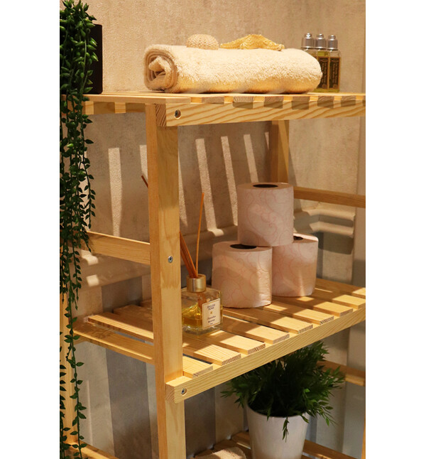 Natural Doğal Ahşap 4 Katlı Kitaplık Banyo Düzenleyici Banyo Mutfak Dolabı Çok Amaçlı Düzenleyici Raf Mob116