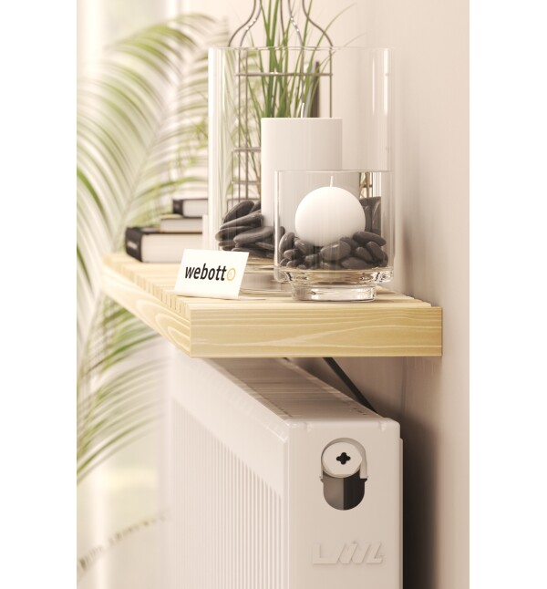 Petek Üstü Uçan Raf Dresuar Duvara Montajsız Kalorifer Peteği Üstü Natural  Raf 80x18cm Mob206