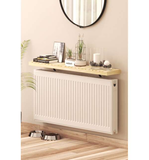 Petek Üstü Uçan Raf Dresuar Duvara Montajsız Kalorifer Peteği Üstü Natural  Raf 80x18cm Mob206