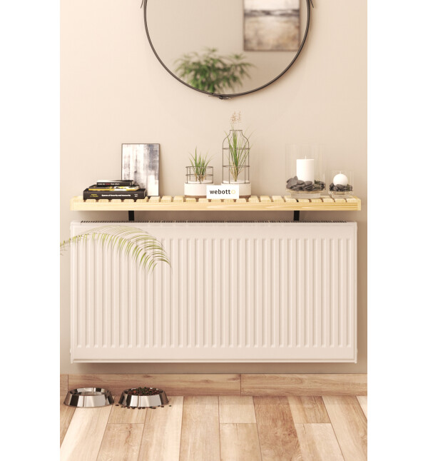 Petek Üstü Uçan Raf Dresuar Duvara Montajsız Kalorifer Peteği Üstü Natural  Raf 80x18cm Mob206