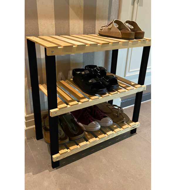 Premium Ahşap 3 Raflı Saksı Standı Salon Bahçe Çiçekliği Ahşap Saksılık Mob152