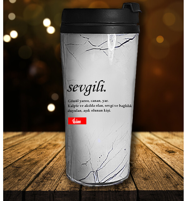 Premium Kişiye Özel Fotoğraflı Sevgili Kelimeli Termos Filtre Kahve Hediye Kutusu oh704