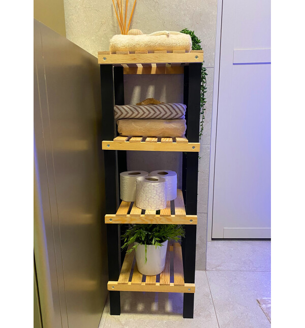 Premium Serisi Ahşap 4 Katlı Saksılık Balkon Bahçe Çiçeklik Çok Amaçlı Saksı Standı Mob146