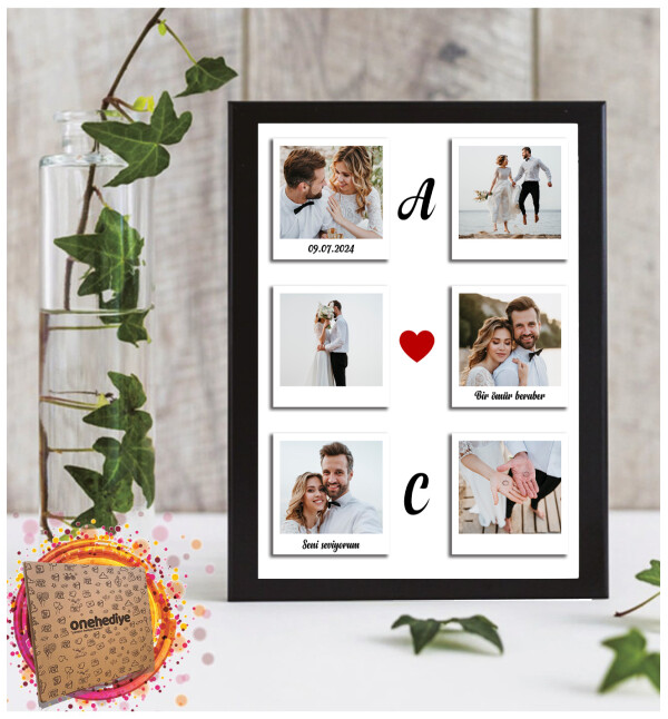 Kendin Tasarla Kişiye Özel 6 Fotoğraflı Baş Harfli Fotoğraf Çerçevesi