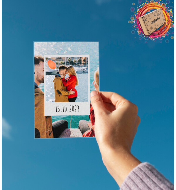 Kişiye Özel 2 Fotoğraflı Tarihli Polaroid Tasarım Masaüstü Plak Fotoğraf Çerçevesi