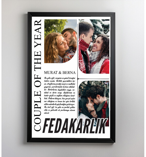 Kişiye Özel 3 Fotoğraflı ve Mesajlı ve İsimli Fedakarlık Tasarım 21x30 Fotoğraf Anı Çerçevesi