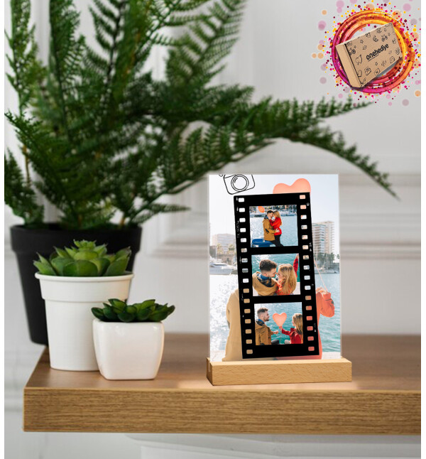 Kişiye Özel 4 Fotoğraflı Film Şeridi Masaüstü Plak Fotoğraf Çerçevesi