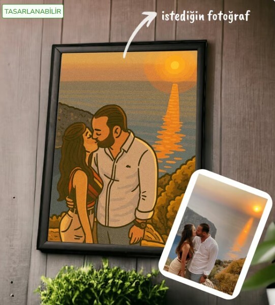 Kişiye Özel Baskılı Yapay Zeka Destekli Karikatür/Çizgi Film Karakterlendirmeli 21x30 cm Fotoğraf Çerçevesi