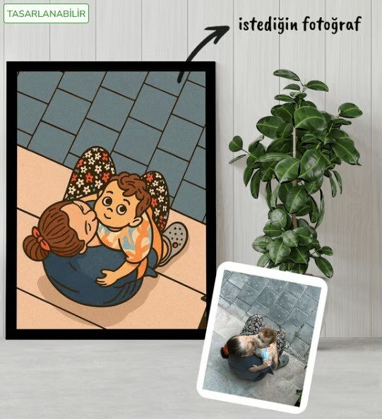 Kişiye Özel Baskılı Yapay Zeka Destekli Karikatür/Çizgi Film Karakterlendirmeli 21x30 cm Fotoğraf Çerçevesi