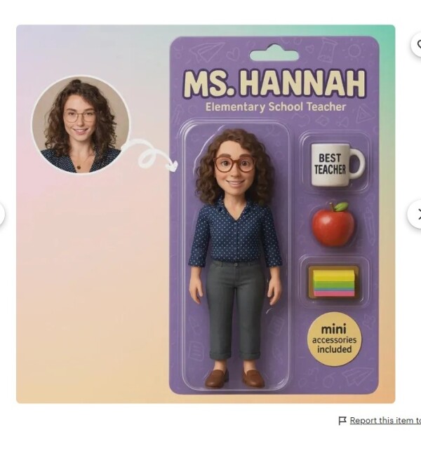 Kişiye Özel Baskılı Yapay Zeka Üretimi Starter Pack Tasarımlı Öğretmene Hediye Masaüstü Fotoğraf Çerçevesi 17x11cm