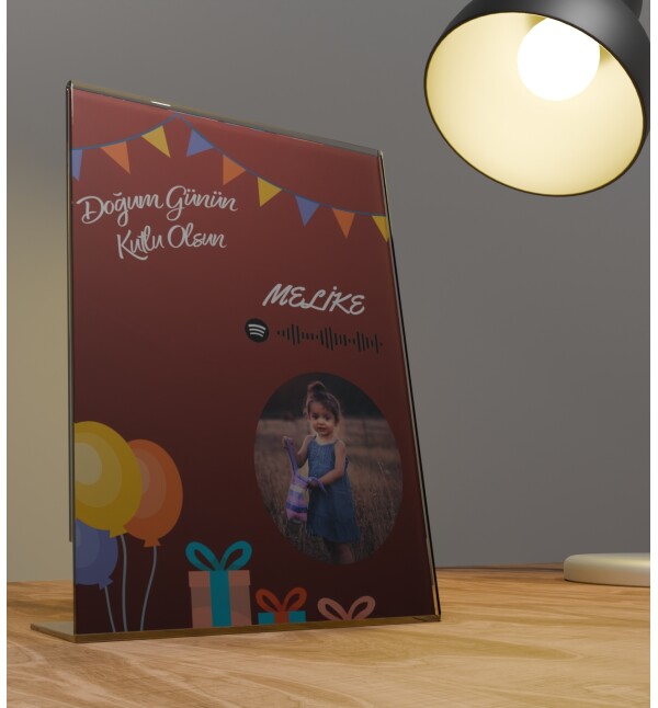 Kişiye Özel Fotoğraflı Kendin Tasarla İsimli Tablo Doğum Günü Hediyesi Doğum Günü Parti Masa Süsü Spotify Barkodlu Fotoğraf Çerçevesi