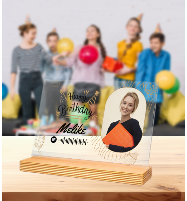 Kişiye Özel Fotoğraflı Kendin Tasarla İsimli Tablo Doğum Günü Hediyesi Doğum Günü Parti Masa Süsü Spotify Barkodlu Fotoğraf Çerçevesi