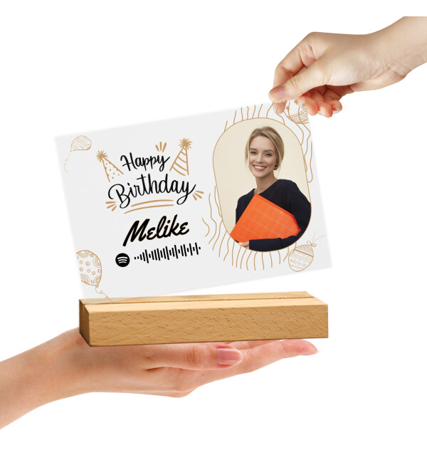 Kişiye Özel Fotoğraflı Kendin Tasarla İsimli Tablo Doğum Günü Hediyesi Doğum Günü Parti Masa Süsü Spotify Barkodlu Fotoğraf Çerçevesi