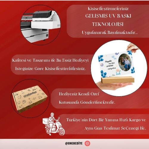 Kişiye Özel Fotoğraflı Kendin Tasarla İsimli ve Mesajlı Erkek Bebek Doğum Günü Hediyesi Doğum Günü Parti Masa Süsü Fotoğraf Çerçevesi