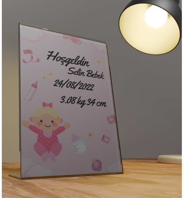Kişiye Özel Fotoğraflı Kendin Tasarla İsimli ve Mesajlı Spotify Şarkı Barkodlu Kız Bebek Doğum Günü Hediyesi Doğum Günü Parti Masa Süsü Fotoğraf Çerçe
