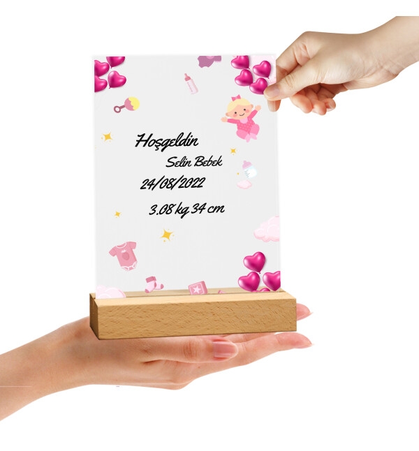 Kişiye Özel Fotoğraflı Kendin Tasarla İsimli ve Mesajlı Spotify Şarkı Barkodlu Kız Bebek Doğum Günü Hediyesi Doğum Günü Parti Masa Süsü Fotoğraf Çerçe