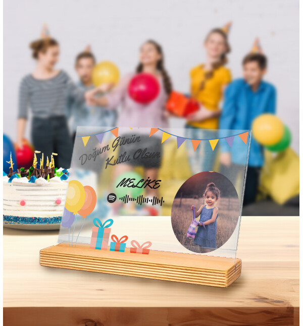 Kişiye Özel Fotoğraflı Kendin Tasarla İsimli ve Mesajlı Tablo Doğum Günü Hediyesi Doğum Günü Parti Masa Süsü Spotify Barkodlu Fotoğraf Çerçevesi