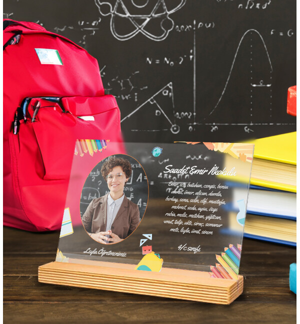 Kişiye Özel Fotoğraflı Kendin Tasarla İsimli ve Mesajlı Tablo Öğretmenler Günü Hediyesi Plak Fotoğraf Çerçevesi