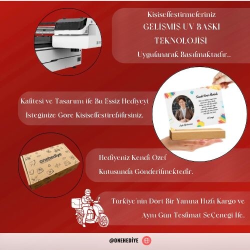 Kişiye Özel Fotoğraflı Kendin Tasarla İsimli ve Mesajlı Tablo Öğretmenler Günü Hediyesi Plak Fotoğraf Çerçevesi