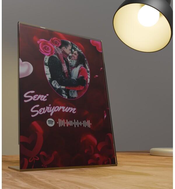  Kişiye Özel Fotoğraflı Kendin Tasarla Mesajlı Tablo Sevgililer Günü Hediyesi Spotify Barkodlu Fotoğraf Çerçevesi 