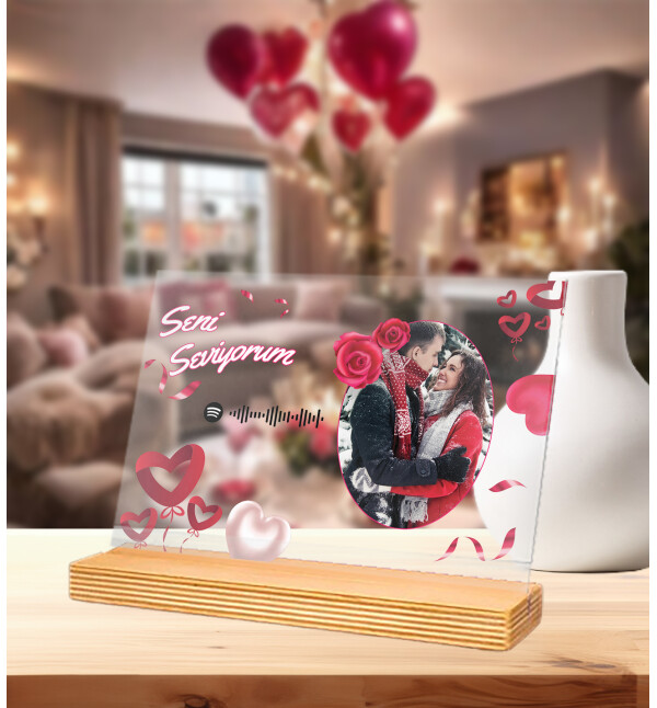 Kişiye Özel Fotoğraflı Kendin Tasarla Mesajlı Tablo Sevgililer Günü Hediyesi Spotify Barkodlu Plak Fotoğraf Çerçevesi
