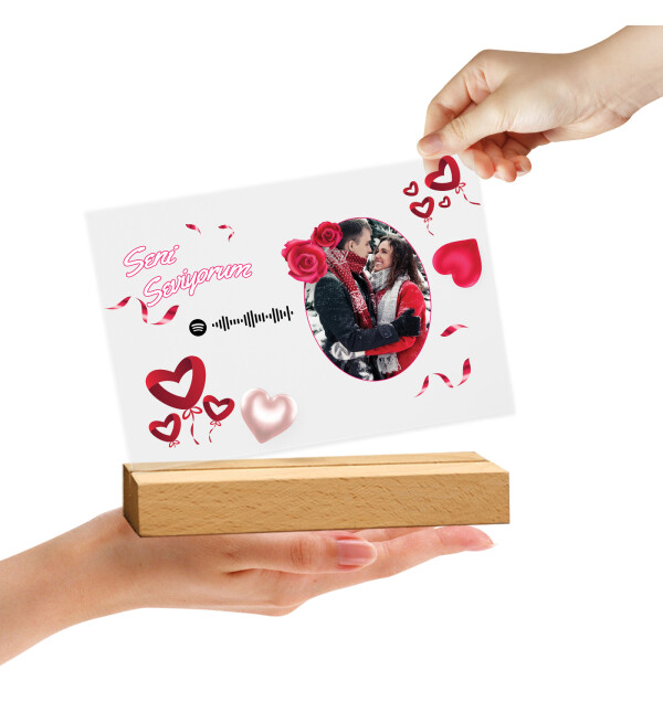 Kişiye Özel Fotoğraflı Kendin Tasarla Mesajlı Tablo Sevgililer Günü Hediyesi Spotify Barkodlu Plak Fotoğraf Çerçevesi