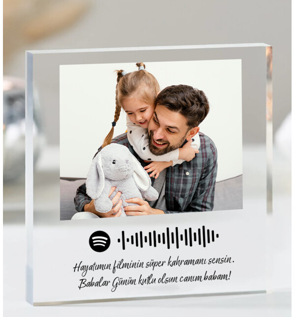 Kişiye Özel Fotoğraflı Spotify Barkodlu Akrilik Tasarım Masaüstü Fotoğraf Çerçevesi