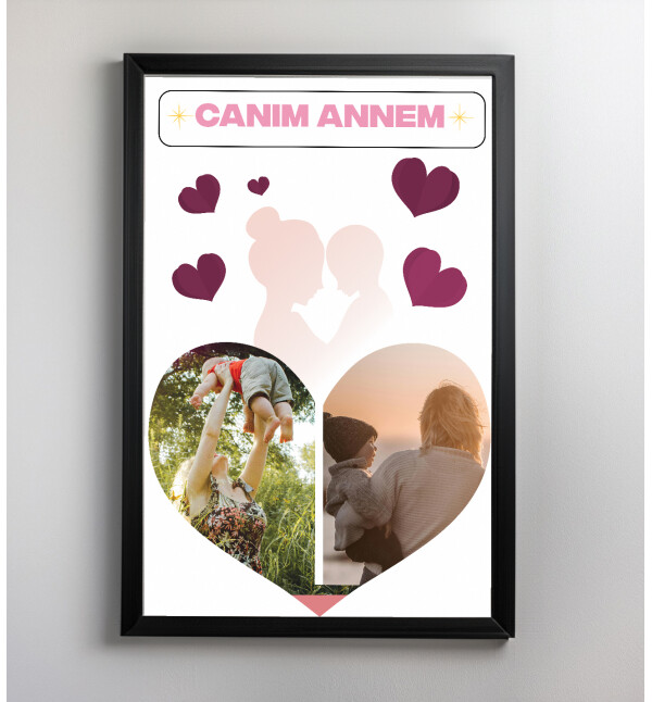 Kişiye Özel Fotoğraflı ve Mesajlı Kalp Tasarımlı 21x30 Fotoğraf Anı Çerçevesi