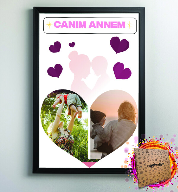 Kişiye Özel Fotoğraflı ve Mesajlı Kalp Tasarımlı 21x30 Fotoğraf Anı Çerçevesi