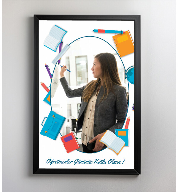 Kişiye Özel Fotoğraflı ve Mesajlı Öğretmen Tasarımlı Beyaz Kare Fotoğraf Anı Çerçevesi