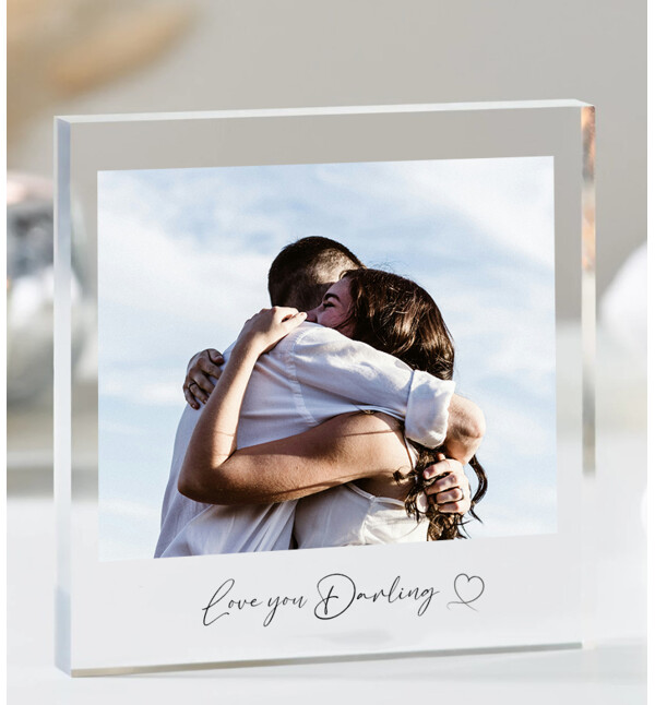 Kişiye Özel Fotoğraflı ve Mesajlı Polaroid Tasarım Akrilik Kare Fotoğraf Çerçevesi