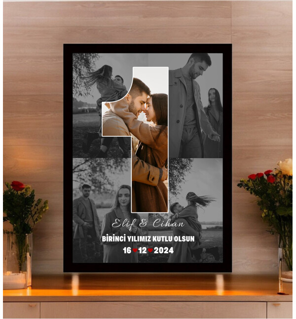 Kişiye Özel Kendin Tasarla 5 Fotoğraflı İsimli Mesajlı Fotoğraf Çerçevesi 