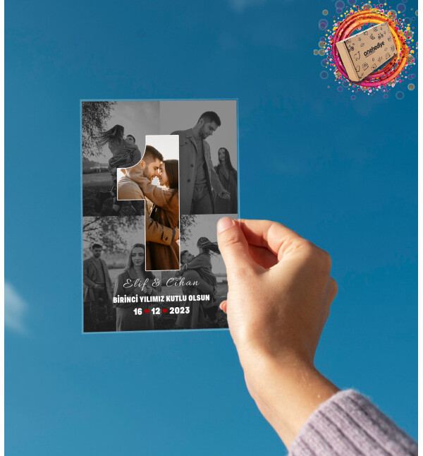 Kişiye Özel Kendin Tasarla 5 Fotoğraflı İsimli Mesajlı Masaüstü Plak Fotoğraf Çerçevesi
