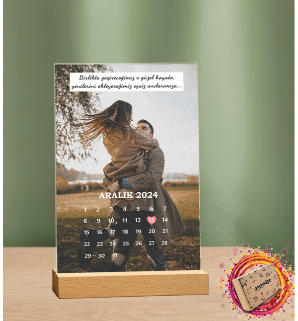 Kişiye Özel Kendin Tasarla Fotoğraflı Mesajlı Takvim Tasarım Masaüstü Plak Fotoğraf Çerçevesi