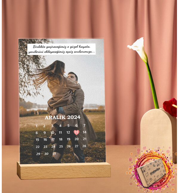 Kişiye Özel Kendin Tasarla Fotoğraflı Mesajlı Takvim Tasarım Masaüstü Plak Fotoğraf Çerçevesi