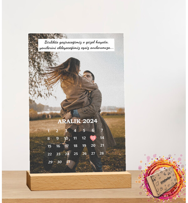 Kişiye Özel Kendin Tasarla Fotoğraflı Mesajlı Takvim Tasarım Masaüstü Plak Fotoğraf Çerçevesi