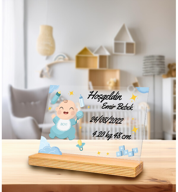Kişiye Özel Mesajlı Kendin Tasarla Erkek Bebek Doğum Günü Hediyesi Doğum Günü Parti Masa Süsü Fotoğraf Çerçevesi